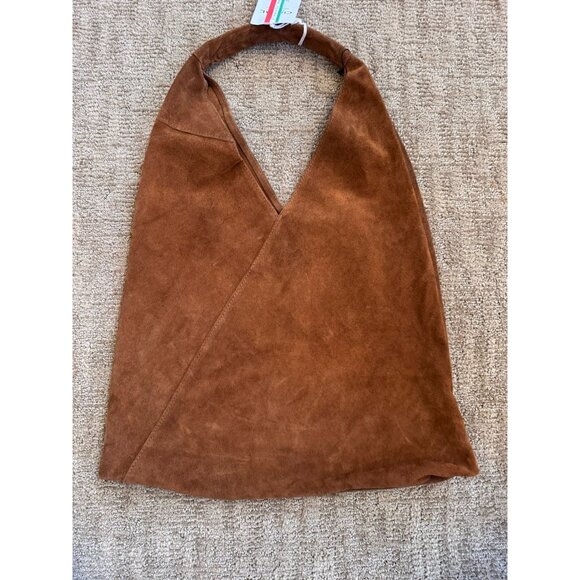 NWT CHEVAL Firenze Suede Genuine Leather Hobo Bag Pouch Camel Tan Italy - Picture 5 of 16